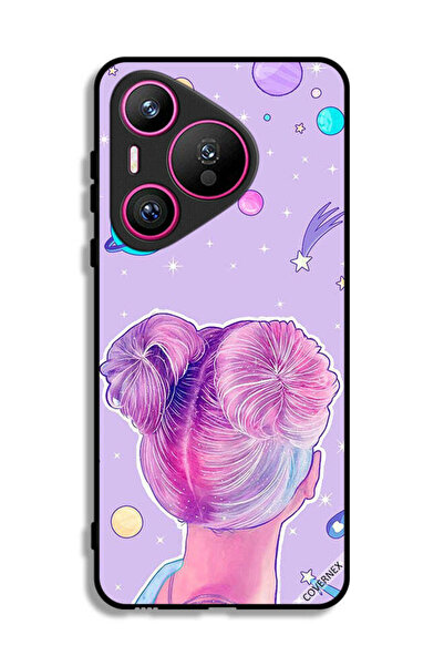 Covernex غطاء حماية لهاتف هواوي بيورا 70 بتصميم فتاة ونجوم الفضاء