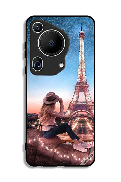 Covernex غطاء حماية فائق لهاتف هواوي بيورا 70 بتصميم فتاة القبعة وبرج إيفل