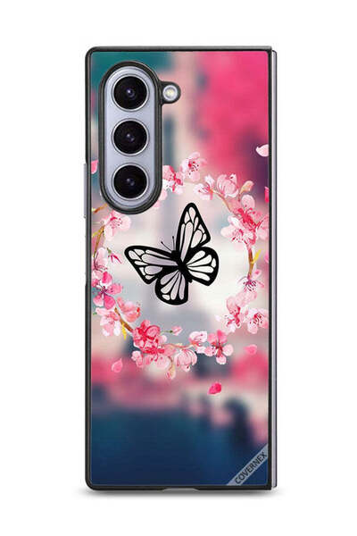 Covernex غطاء حماية لهاتف سامسونج جالاكسي زد فولد 6 - فراشة في حلقة زهور