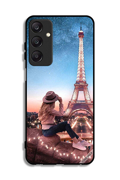Covernex غطاء حماية لهاتف سامسونج جالاكسي A25 5G بتصميم فتاة القبعة وبرج إيفل