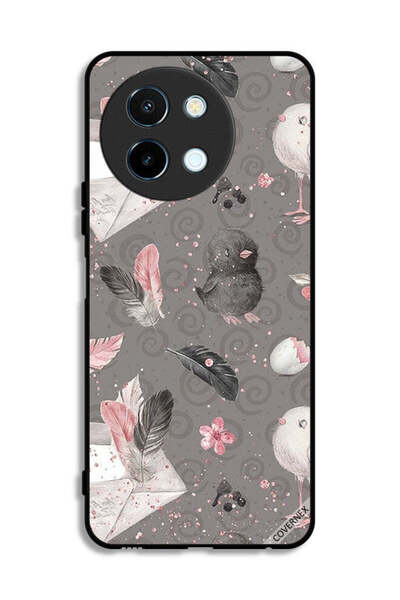 Covernex غطاء حماية لهاتف Vivo Y38 5G بنقشة ريش وفراخ