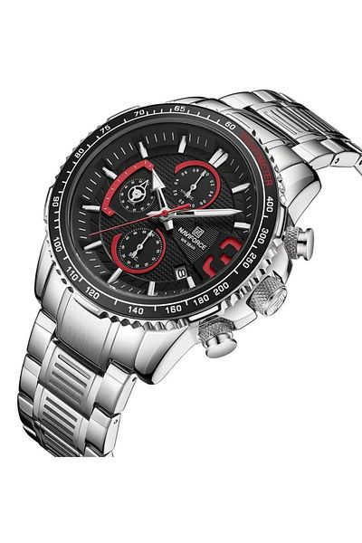 Naviforce Luxury Chronograph Wrist Watch for Men with Stainless Steel Strap Water Resistant Multi-Function