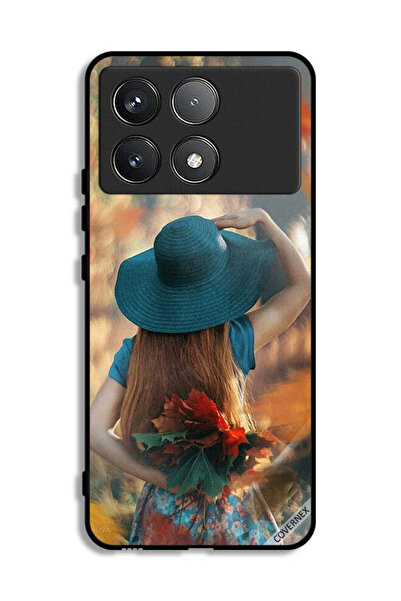 Covernex Xiaomi Poco F6 Pro Protective Case Cover Hat Girl Hiding Love Leaves