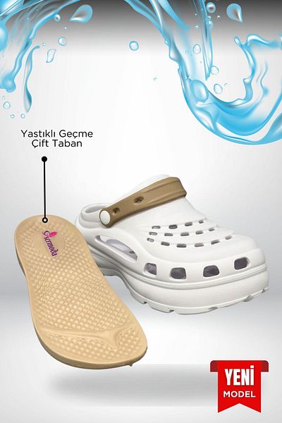 Moda Anna Sermoda High Double Sole Stone Sea Pool Sabo Doctor Nurse Hospital Comfort Daily Women's Slippers