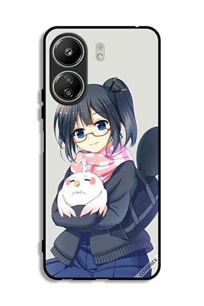 Covernex غطاء حماية لهاتف شاومي ريدمي 13 سي، رسم فتاة تحمل حيوانًا أليفًا