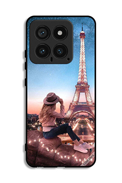 Covernex غطاء حماية لهاتف شاومي 14 بطبعة قبعة الفتاة وبرج إيفل
