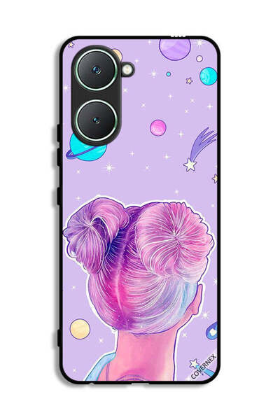 Covernex غطاء حماية لهاتف Vivo Y03 4G برسومات فتاة ونجوم الفضاء
