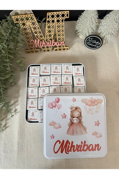 Baykuş Craft Mimarlık İsimli Yeni Doğan Bebek Mevlid Hediyelik Çikolata-Metal...