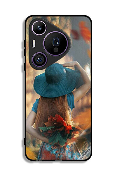 Covernex غطاء حماية لهاتف هواوي بيورا 70 برو - فتاة تخفي أوراق الحب