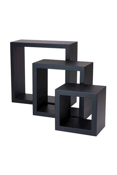 rexa 3-Piece Wooden Wall Cube Shelves – (Large: 25x25x9 cm, Medium: 20x20x9 cm, Small: 15x15x9 cm)
