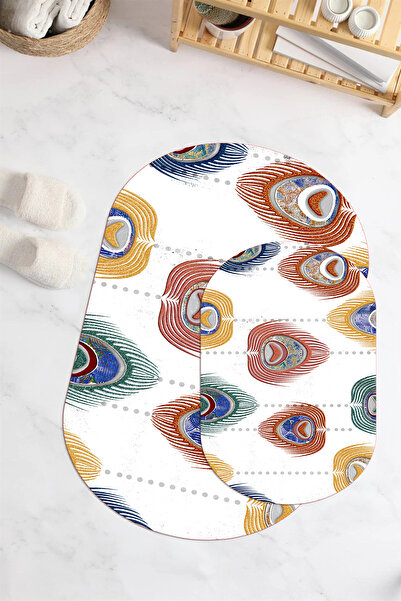 Viyana Home Ψηφιακό αντιολισθητικό σετ μπάνιου με οβάλ ματ, πλενόμενο, 2 τεμα...