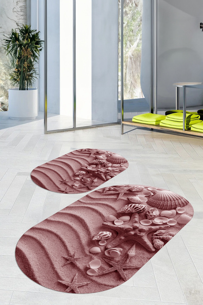 Viyana Home Covoraș de baie oval, lavabil, cu bază anti-alunecare, imprimat d...