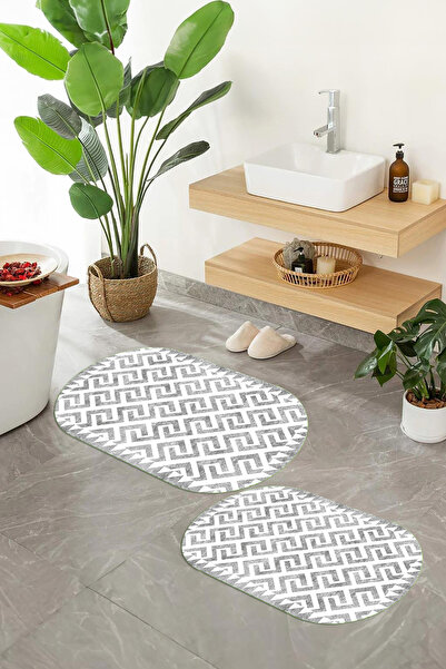 Viyana Home Covoraș de baie oval, lavabil, cu bază anti-alunecare imprimată d...