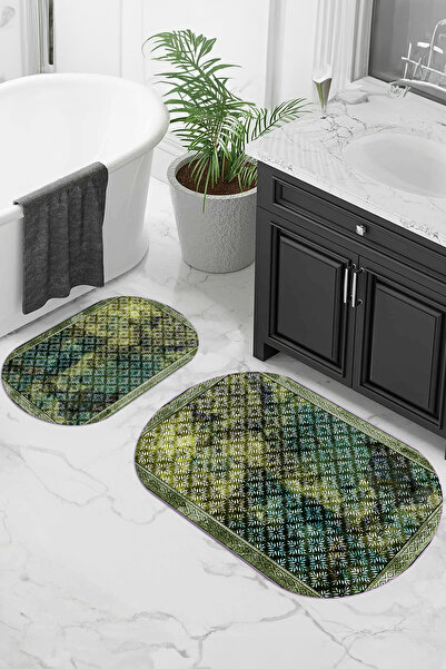 Viyana Home سجادة حمام بيضاوية الشكل قابلة للغسل ومضادة للانزلاق ومطبوعة رقمي...