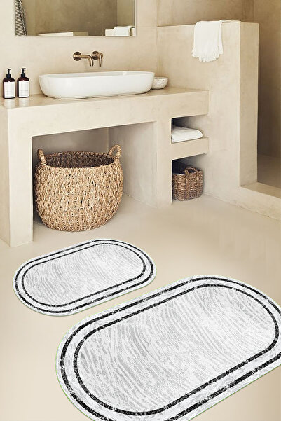 Viyana Home Σετ 2 τεμαχίων με στάμπα, αντιολισθητική βάση, πλενόμενη, οβάλ, χ...
