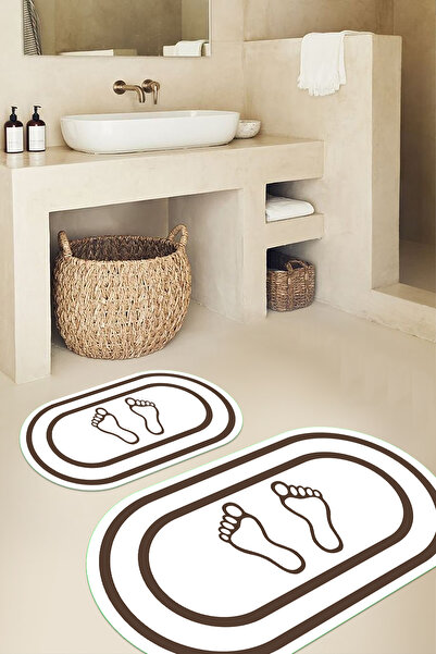 Viyana Home Covoraș de baie oval cu model de amprente, cu bază anti-alunecare...
