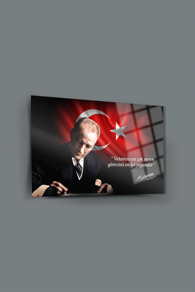 glassartdesign Tabloul de sticlă Ataturk 150 - Tabloul Ataturk - Tabloul Stea...