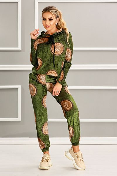 Atmosphere Fashion Green velvet tracksuit