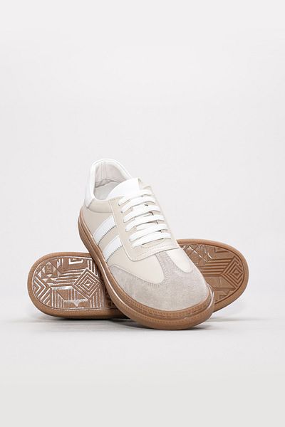 Ayakkabıhane Genuine Leather Inside and Outside Beige White Women's Casual Daily Shoes Ah08934261233