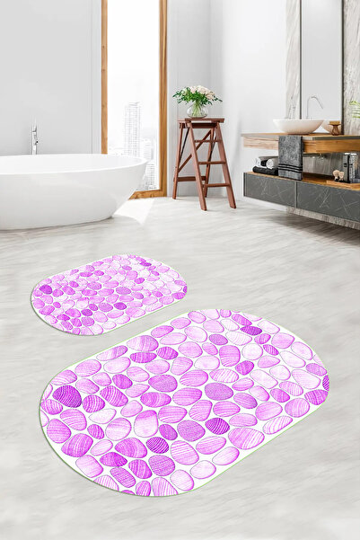 Viyana Home Covoraș de baie oval, lavabil, cu bază anti-alunecare, imprimat d...