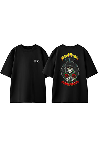 THEWERT Μπλουζάκι με στάμπα στην πλάτη Guns n Roses 14 Design, βαμβακερό μαύρ...