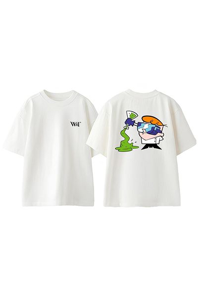THEWERT Μπλουζάκι Dexter 1 Design με στάμπα από βαμβακερό λευκό oversize
