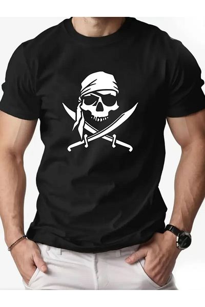 qubo sportswear & company Tricou negru cu mânecă scurtă, unisex, din bumbac, cu imprimeu supradimensionat