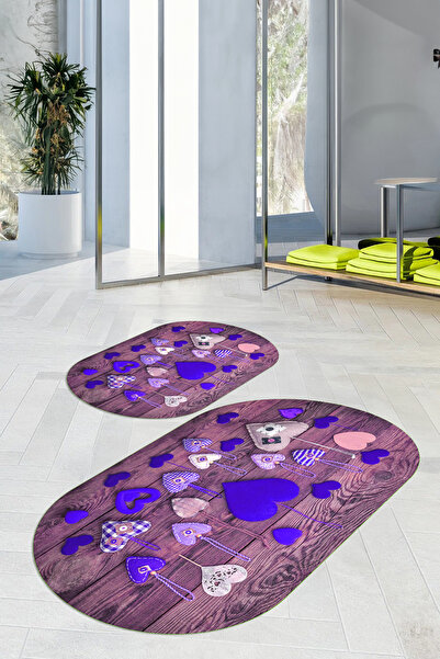 Viyana Home Covoraș de baie oval, lavabil, cu bază anti-alunecare, imprimat d...