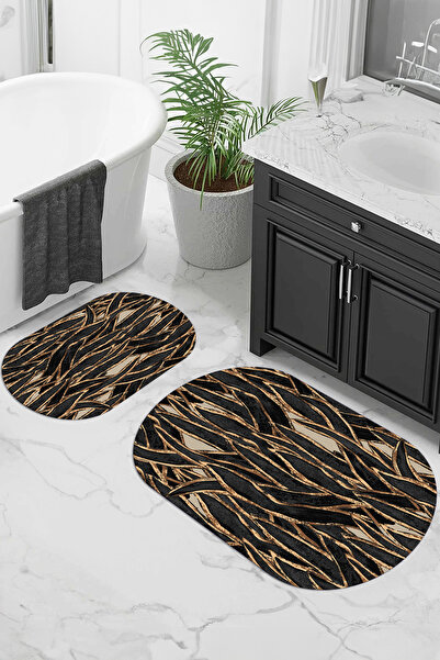 Viyana Home Covoraș de baie oval, lavabil, cu bază digitală anti-alunecare, s...