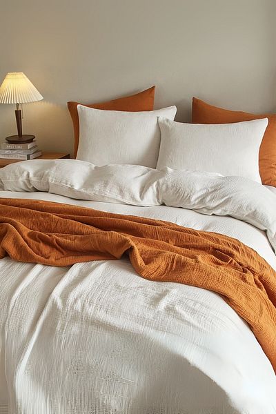 Valoroso Tekstil 100% Cotton Muslin Duvet Cover Set with Elastic Sheet and 2 Pillowcases Double Size