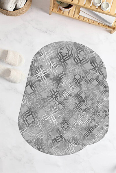 Viyana Home Covoraș de baie oval, lavabil, cu bază anti-alunecare imprimată d...