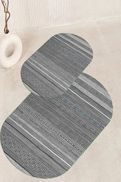 Viyana Home Covoraș de baie oval, lavabil, cu bază anti-alunecare imprimată d...