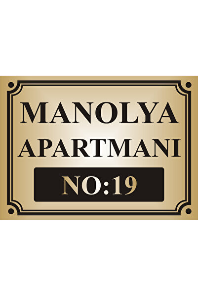 yüksel34 Apartman İsim Tabelası Aliminyum AYNALI Gold Metal Levha(model19)