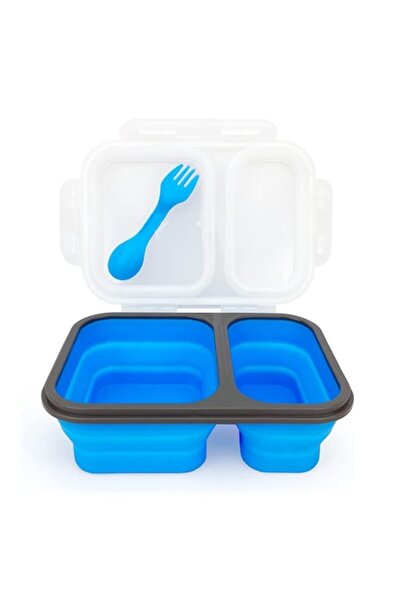 Style4Cosy Cutie de prânz pliabilă din silicon cu clips și închidere, furculi...