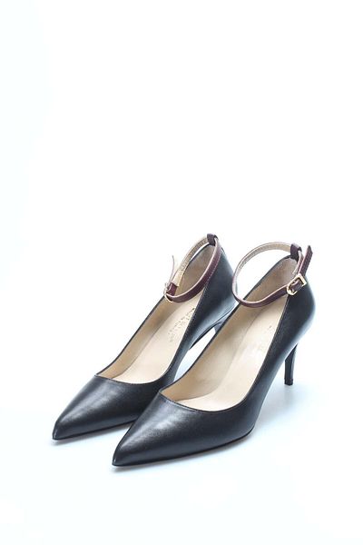 Ayakkabıhane Inside and Outside Genuine Leather Black Claret Red Women's Thin Heeled Shoes Ah0801926121603