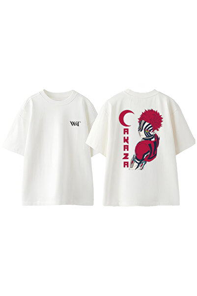 THEWERT Μπλουζάκι Akaza Design με στάμπα από βαμβακερό λευκό oversize