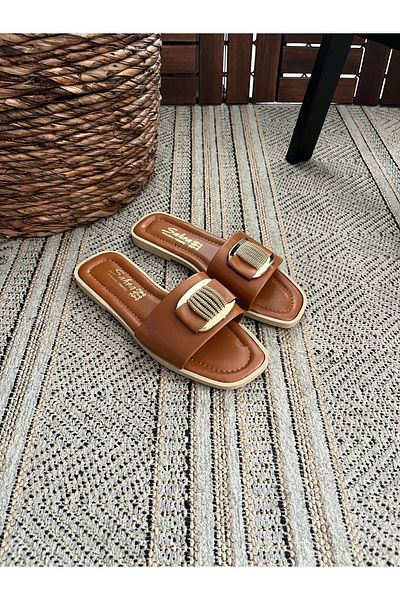Behtah Kundura Women's Summer Buckle Detailed Women's Slippers Sandals Comfortable Light Sole