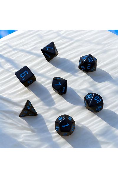 Le Majeur Dnd Frp Dice Set Set of 7 Dnd Dice Dungeons and Dragons Tabletop Game Dice Black Blue Pouch Gift