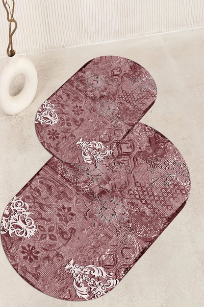 Viyana Home Ψηφιακή εμπριμέ αντιολισθητική βάση που πλένεται οβάλ χαλάκι μπάν...