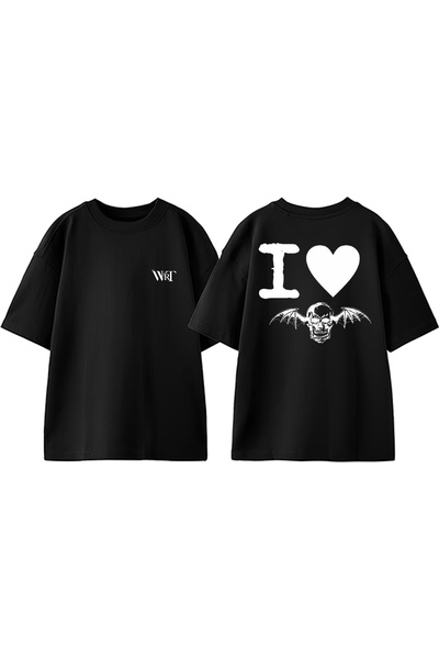 THEWERT Avenged Sevenfold 7 Design Tricou Oversize Negru din Bumbac cu Imprim...