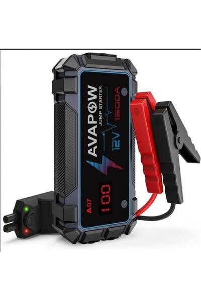 Genel Markalar A07 12800mAh 1500A Jump Starter Taşınabilir Akü Takviye Kiti (Powerbank-QC3.0)