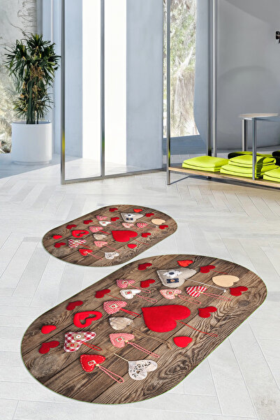 Viyana Home Covoraș de baie oval, lavabil, cu bază anti-alunecare, imprimat d...