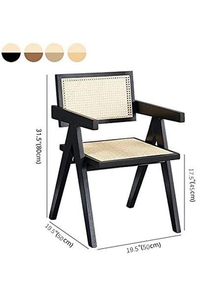 Generic Accent Chair Traditional Style Livingroom Armchair in Wooden with Rattan Comfortable for Living Room