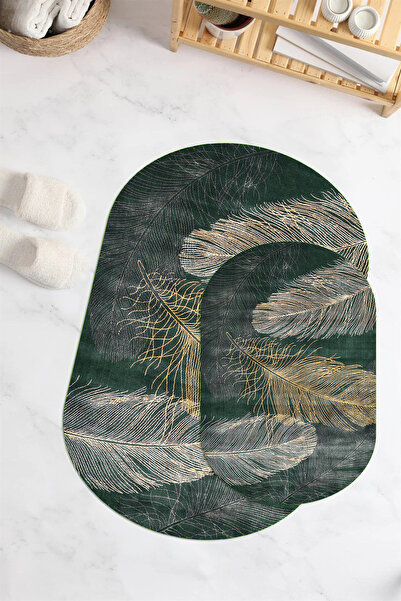 Viyana Home Covoraș de baie oval, lavabil, cu bază anti-alunecare imprimată d...