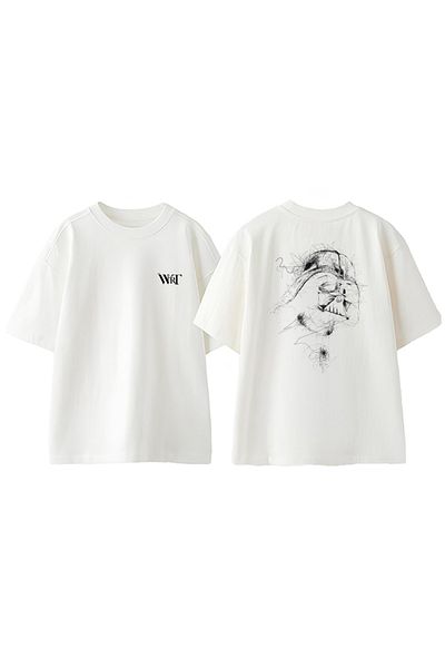 THEWERT Tricou oversize alb din bumbac cu imprimeu pe spate Darth Vader Star Wars.