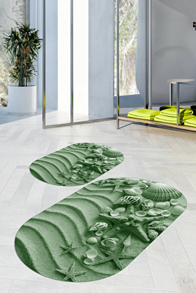 Viyana Home Covoraș de baie oval, lavabil, cu bază anti-alunecare, imprimat d...