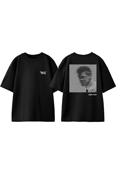 THEWERT Fight Club 5 Σχεδιασμός Μπροστινής Τυπωμένης Βαμβακερής Μαύρης Oversi...