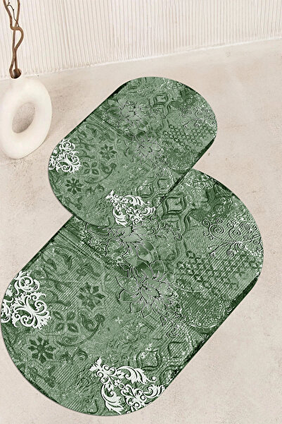 Viyana Home Covoraș de baie oval, lavabil, cu bază anti-alunecare imprimată d...