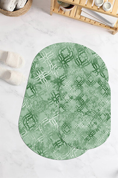 Viyana Home Covoraș de baie oval, lavabil, cu bază anti-alunecare imprimată d...