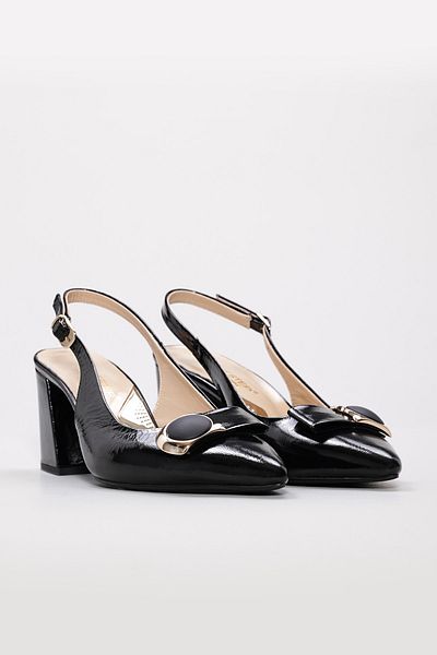 Ayakkabıhane Inside and Outside Genuine Patent Leather Black Women's Thin Heeled Shoes Ah0821526121082